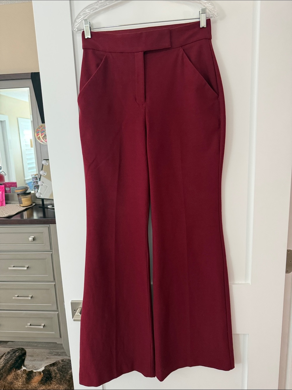 Express Boot-Cut Trousers in Deep Wine